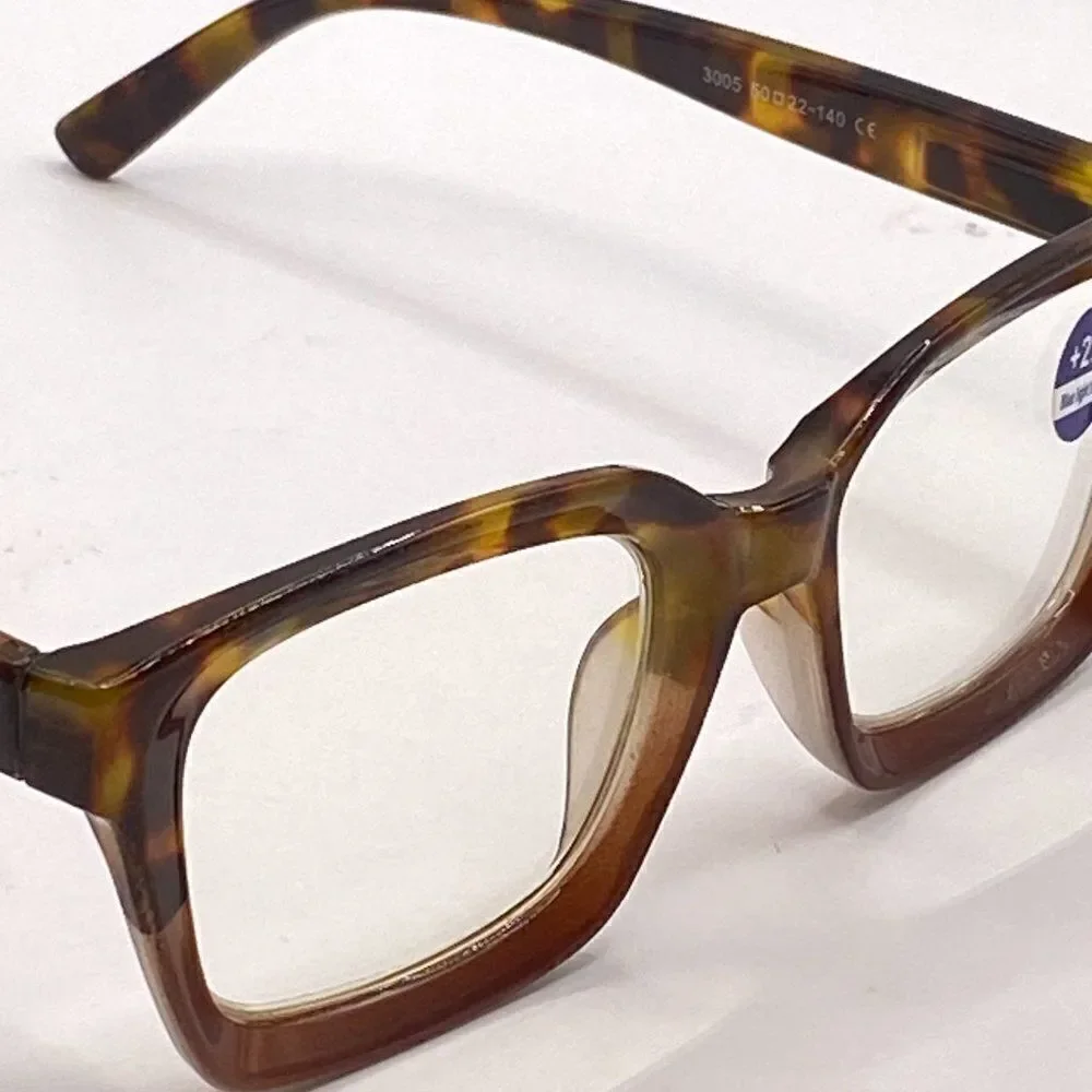 0961 Claudia Reading Glasses 2.0 Tortoise Square Concave Readers NWT